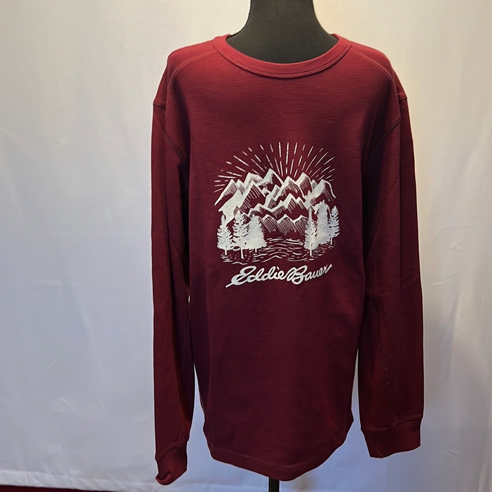 Eddie Bauer Thermal Crew Size XLG Color Burgundy